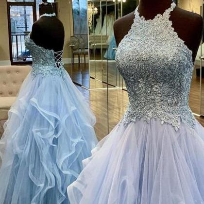 Women A-line/princess Tulle Prom Dresses Long..