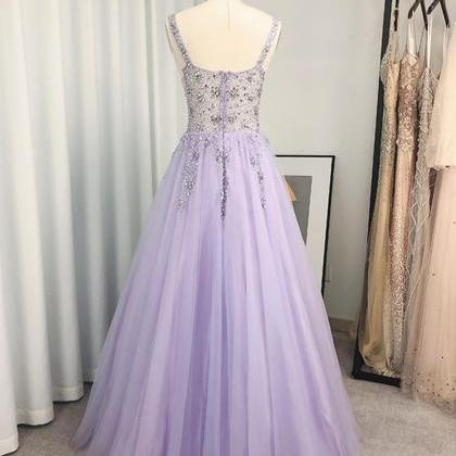 Women A-line/princess Beaded Prom Dresses Long..
