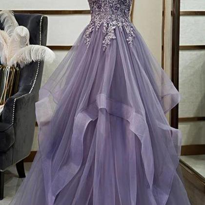 Women Tulle Lace Prom Dresses Long A-line..