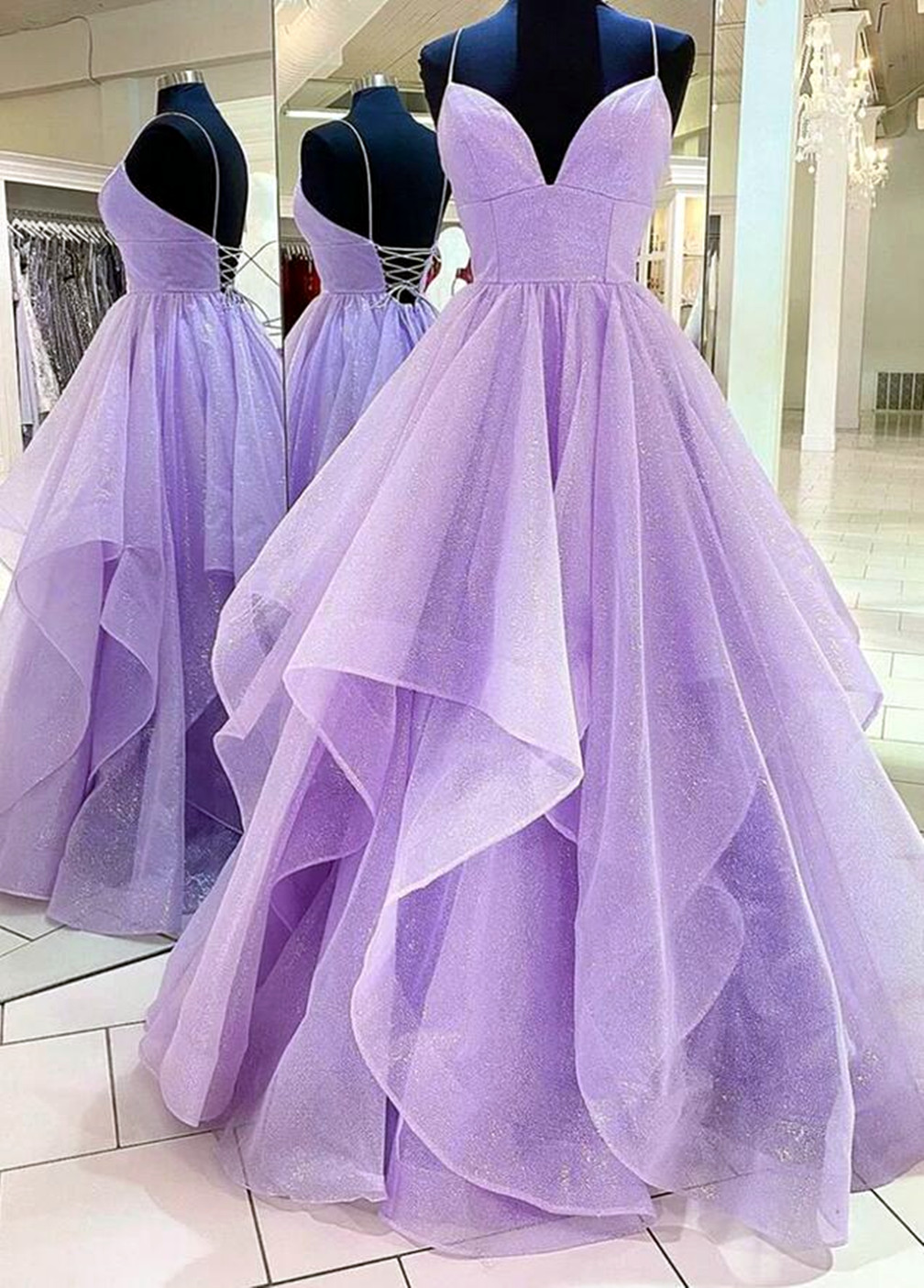 Women Spaghetti Strap Prom Dresses Long Tulle Evening Party Gowns Sleeveless Formal Dress Yp057