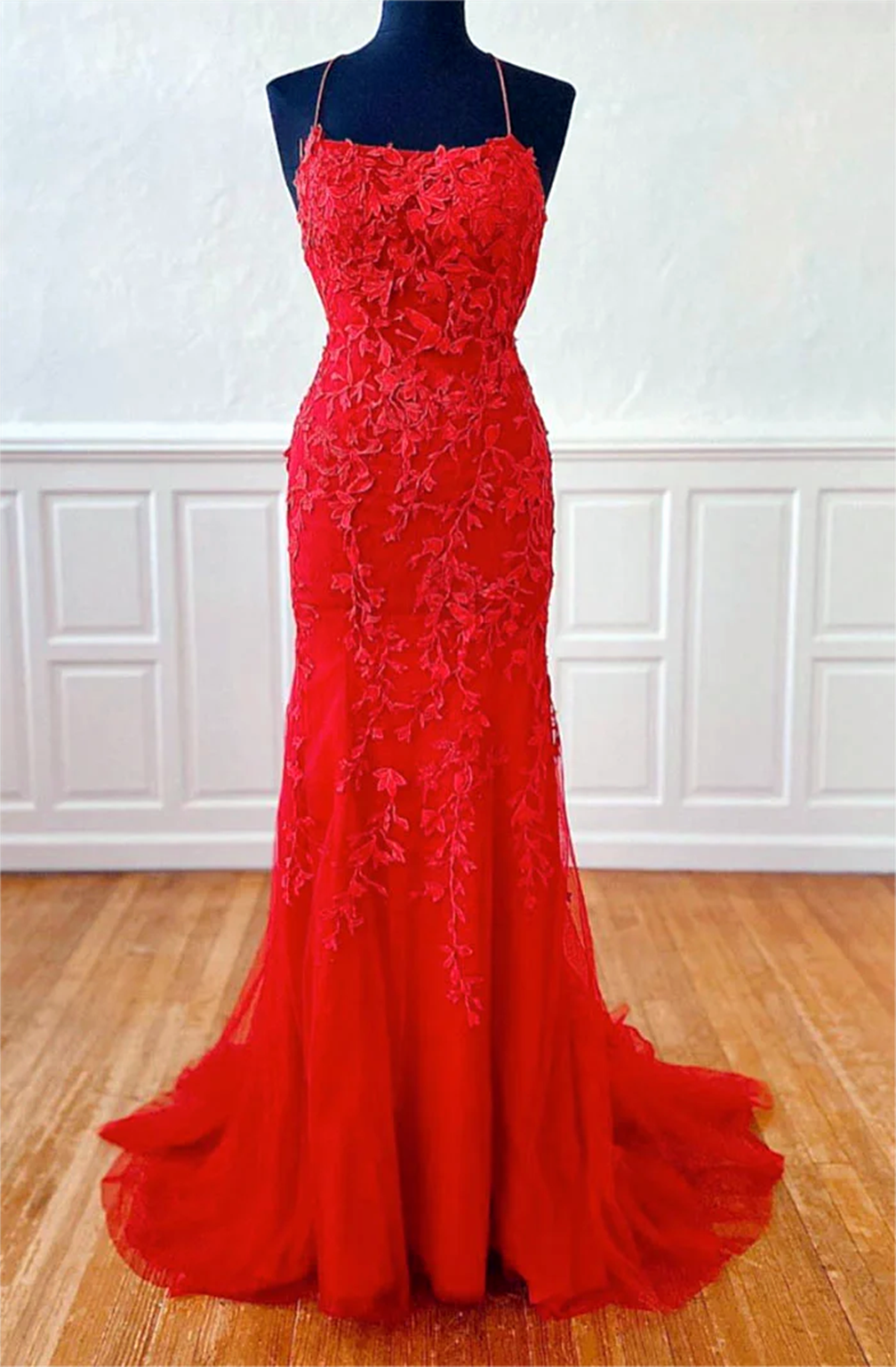 Women Lace Prom Dresses Long Appliques Evening Party Gowns Sleeveless Formal Dress Yp097