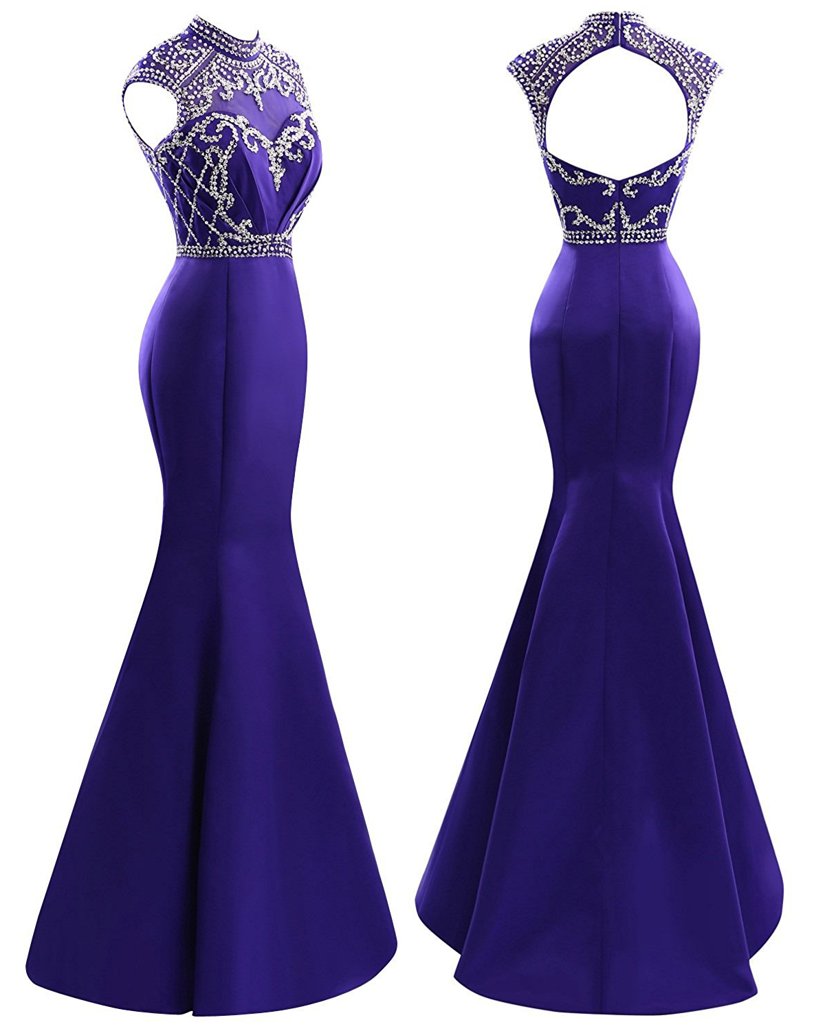 Womens Beaded High Neck Open Back Mermaid Prom Dress Sexy Satin Evening Gowns Pd096 On Luulla 3386