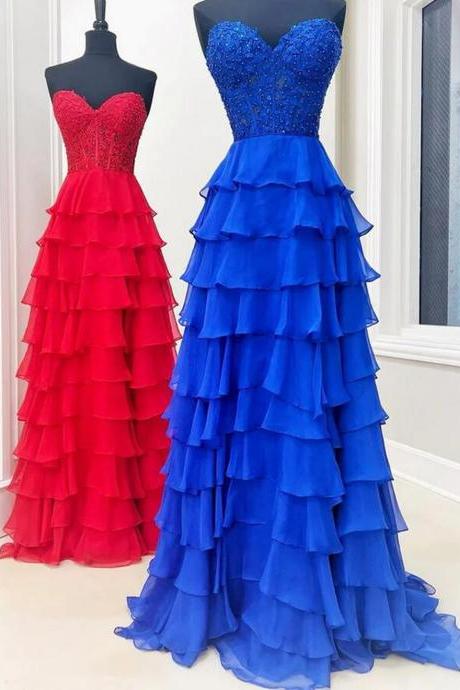 Women A-line Princess Appliques Prom Dresses Long Sweetheart Evening Gowns Strapless Formal Party Dress Yp004