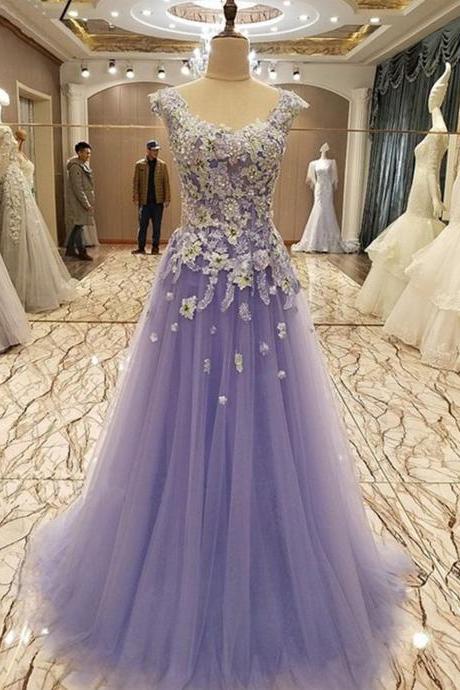 Women A-line/princess Lace Prom Dresses Long Sleeveless Evening Gowns Appliques Formal Party Dress Yp032
