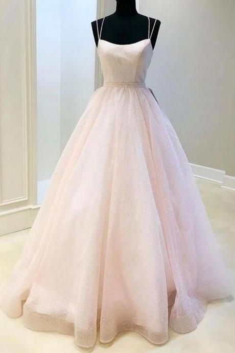 Women Tulle Sequins Prom Dresses Long A-line Evening Party Gowns Sleeveless Formal Dress Yp043