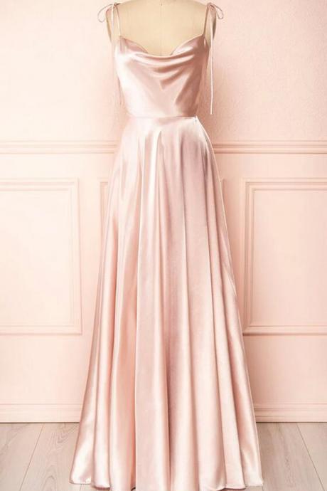 Women Satin Prom Dresses Long Spaghetti Strap Evening Party Gowns Sleeveless Formal Dress Yp066