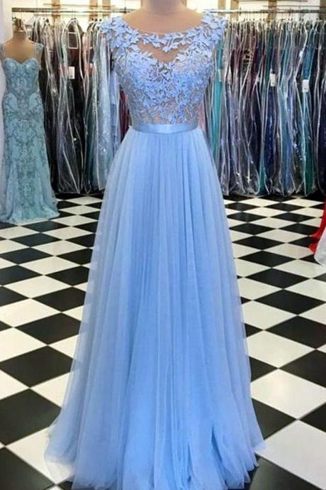 Women A-line/princess Lace Prom Dresses Long Appliques Evening Party Gowns Sleeveless Formal Dress Yp083