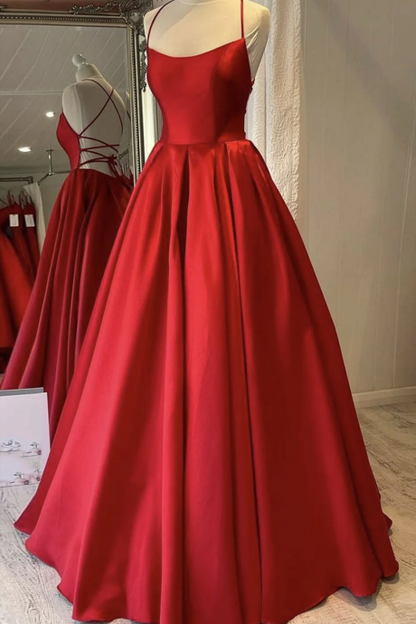 Women A-line Satin Prom Dresses Long Backless Evening Party Gowns Sleeveless Formal Dress Yp090